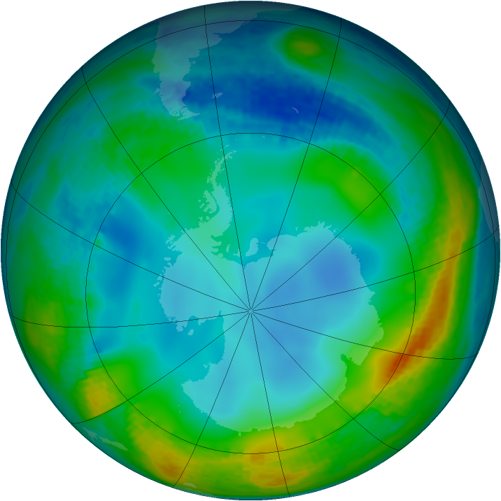 Antarctic ozone map for 26 June 2002